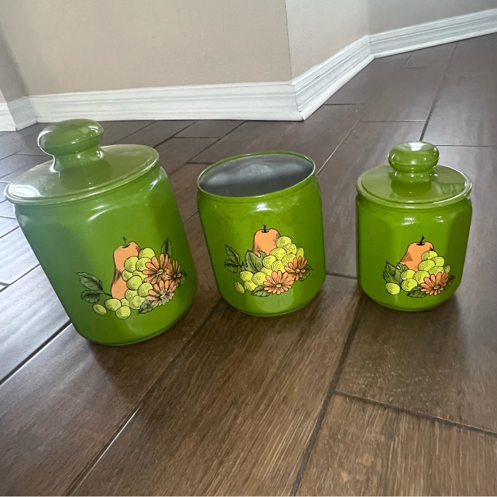 Vintage Green Kromax Aluminum Canister Set of 3